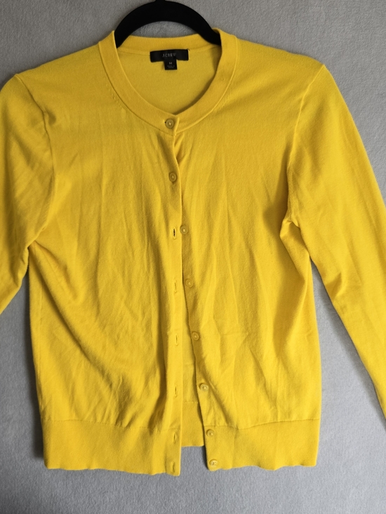J. Crew Sweaters - J. Crew Bright Yellow Crewneck M Button-Front Cardigan Preppy Classic Casual